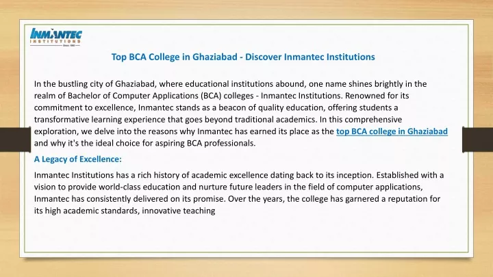 top bca college in ghaziabad discover inmantec