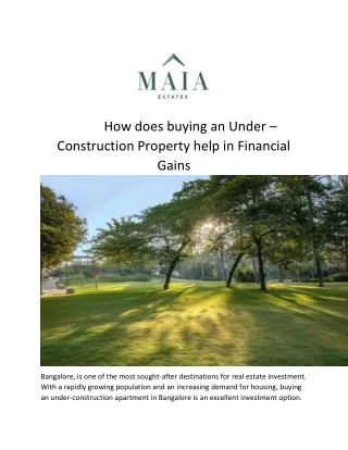 How does buying an Under – Construction Property help in Financial Gains