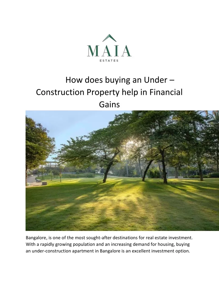 how does buying an under construction property