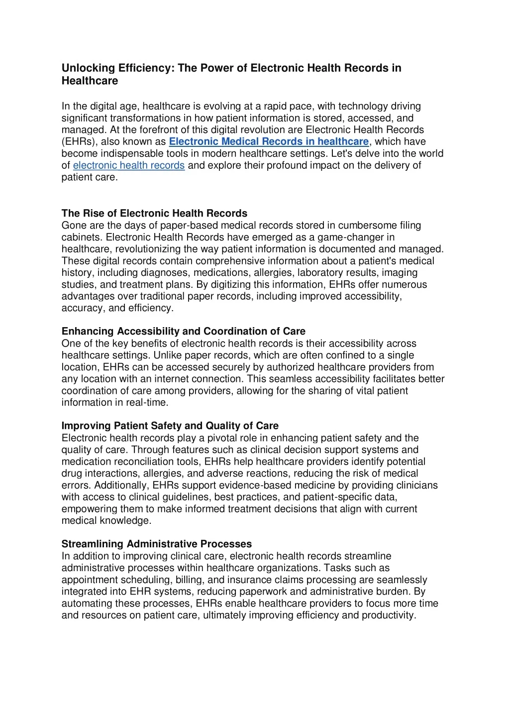 PPT - The Power of Electronic Health Records in Healthcare PowerPoint ...