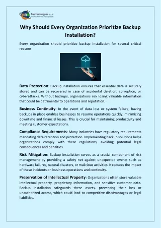 Why Should Every Organization Prioritize Backup Installation?