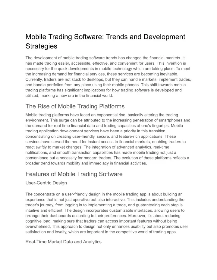 mobile trading software trends and development