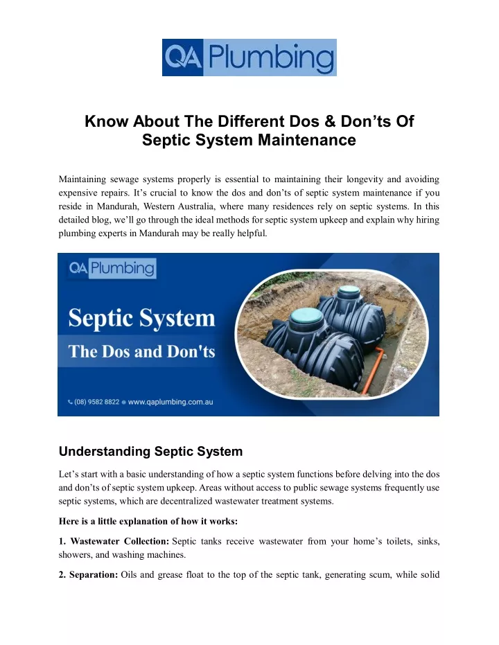 know about the different dos don ts of septic