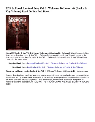 EBOOK Locke & Key Vol. 1: Welcome To Lovecraft (Locke & Key Volume) $BOOK^ By  J