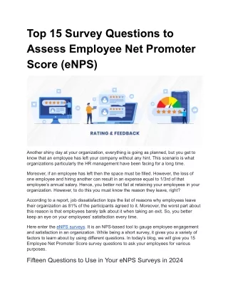 Top 15 Survey Questions to Assess Employee Net Promoter Score (eNPS)
