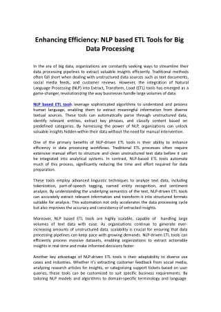 enhancing efficiency nlp based etl tools
