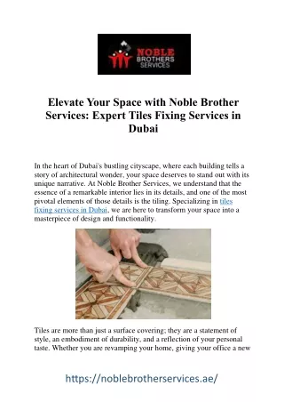 Seamless Tile Fixing Services in Dubai