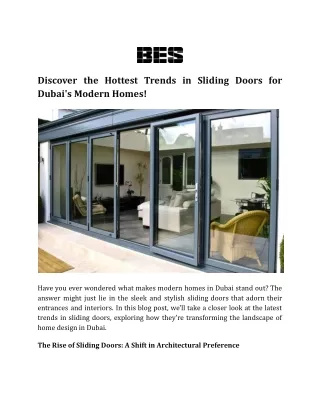 Discover the Hottest Trends in Sliding Doors for Dubai's Modern Homes!