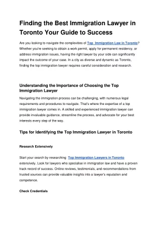 Finding the Best Immigration Lawyer in Toronto Your Guide to Success