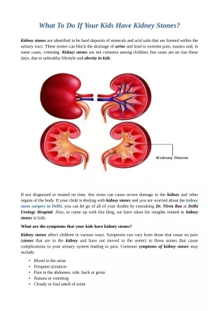 What To Do If Your Kids Have Kidney Stones?