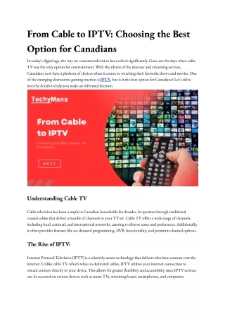 Elevate Your Viewing Experience: Top IPTV Providers in Canada