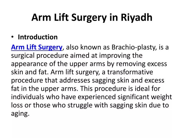 arm lift surgery in riyadh