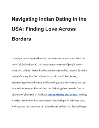 Indian Dating in USA: How to Make the Most of It