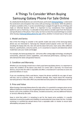 4 Things To Consider When Buying Samsung Galaxy Phone For Sale Online