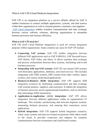 What is SAP CPI (Cloud Platform Integration)