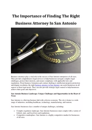 The Importance of Finding The Right Business Attorney In San Antonio