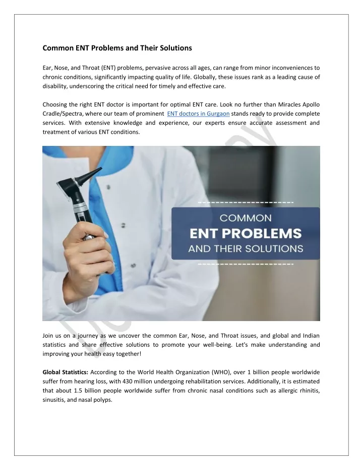 common ent problems and their solutions ear nose