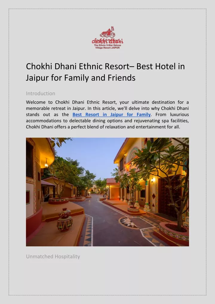 chokhi dhani ethnic resort best hotel in jaipur