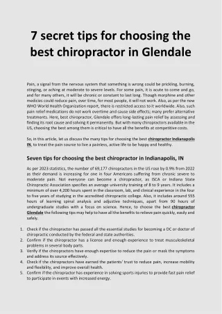 7 secret tips for choosing the best chiropractor in Glendale