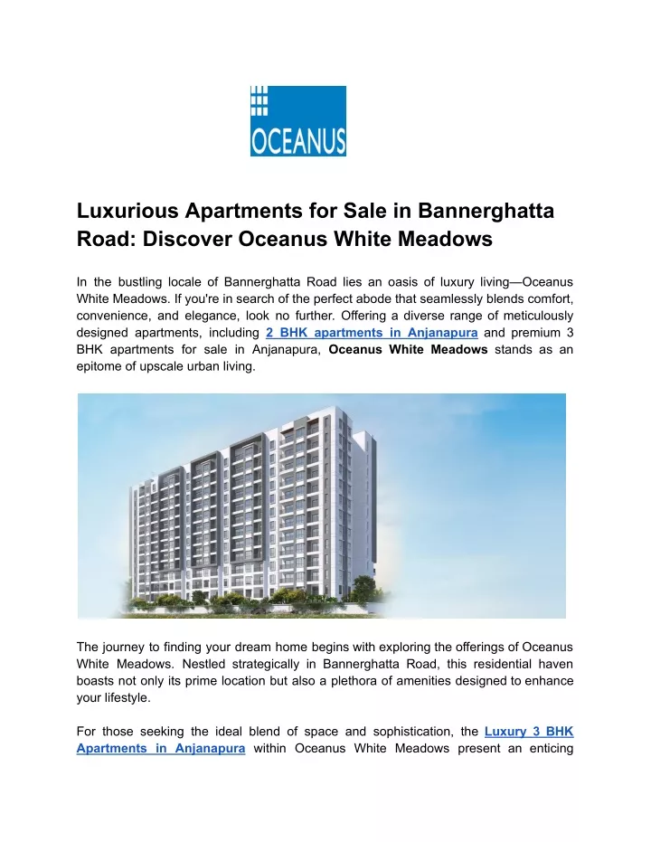 luxurious apartments for sale in bannerghatta