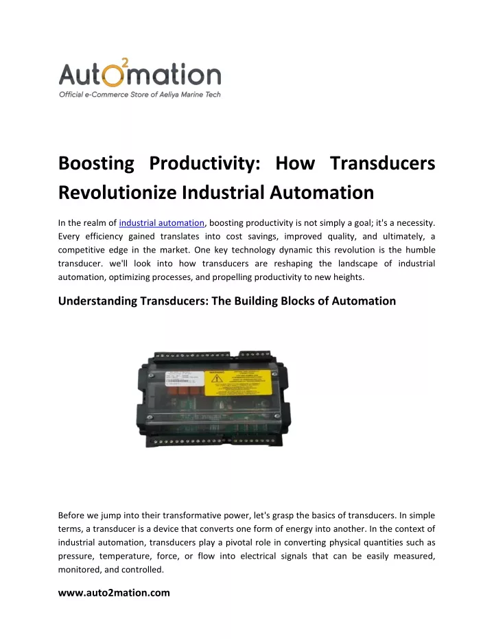 boosting productivity how transducers