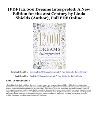 read online 12,000 Dreams Interpreted: A New Edition for the 21st Century (PDFKindle)-Read By  Linda Shields (Author),