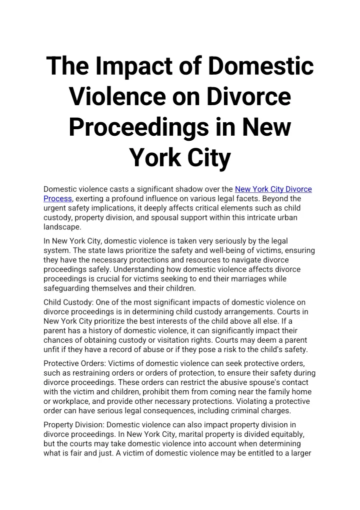 the impact of domestic violence on divorce