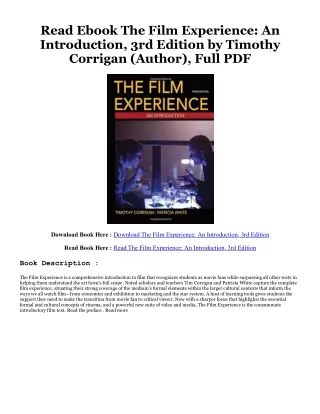 READ DOWNLOAD#= The Film Experience: An Introduction, 3rd Edition Online Book By  Timothy Corrigan (Author),