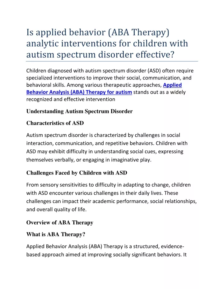 is applied behavior aba therapy analytic