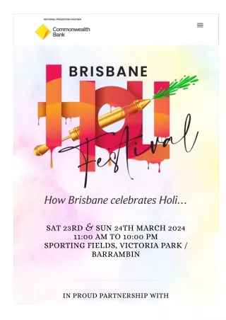 Celebrate Holi Festival Event in Brisbane 23rd & 24th March 2024