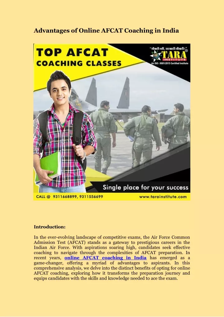 advantages of online afcat coaching in india