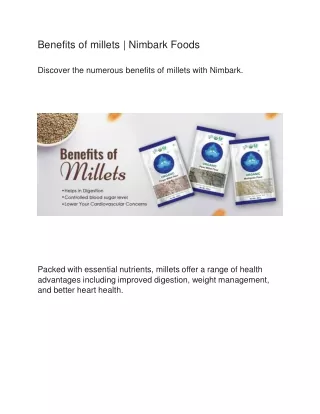 Benefits of millets | Nimbark Foods
