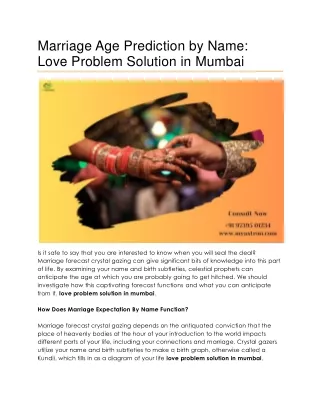 marriage age prediction by name love problem