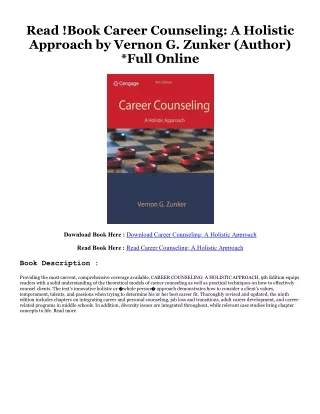 READ [EBOOK] Career Counseling: A Holistic Approach #KINDLE$ By  Vernon G. Zunker (Author)