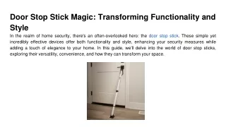 Door Stop Stick Magic_ Transforming Functionality and Style