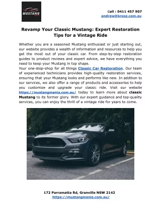 Revamp Your Classic Mustang_ Expert Restoration Tips for a Vintage Ride