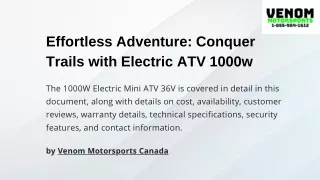 Effortless Adventure Conquer Trails with Electric ATV 1000w