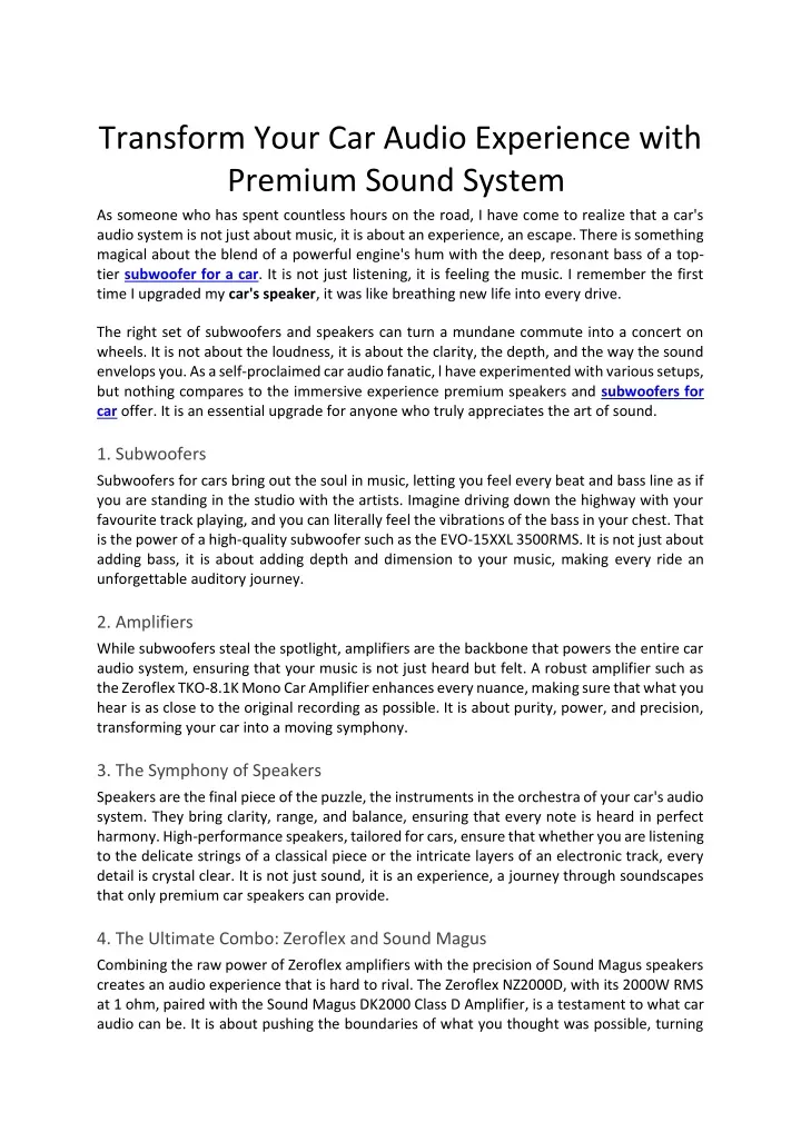 transform your car audio experience with premium