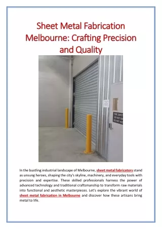 Sheet Metal Fabrication Melbourne: Crafting Precision and Quality