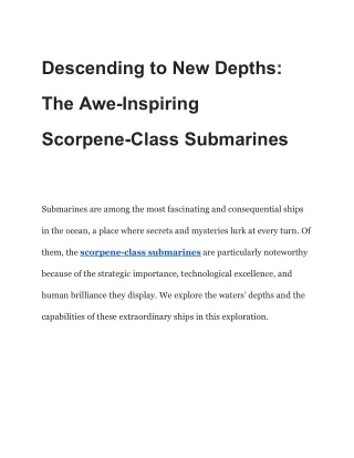 Silent Guardians: How Scorpene-Class Submarines Enhance Naval Defense
