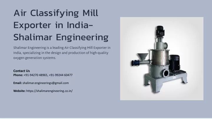air classifying mill exporter in india shalimar