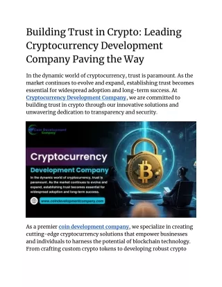 Building Trust in Crypto_ Leading Cryptocurrency Development Company Paving the Way