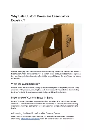 Why Sale Custom Boxes are Essential for Boosting
