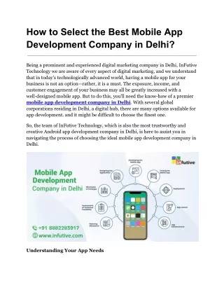 Best Mobile App Development Company in Delhi