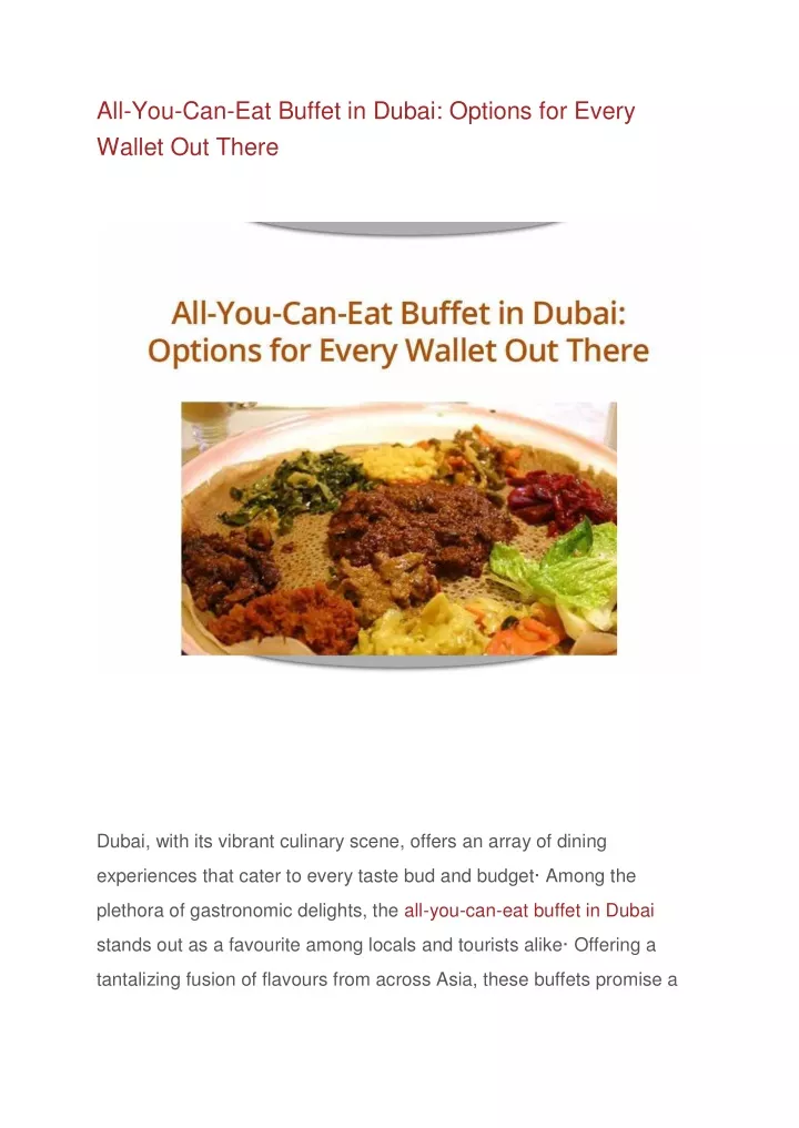 all you can eat buffet in dubai options for every