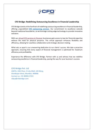 CFO Bridge Redefining Outsourcing Excellence in Financial Leadership