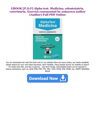 Read book Alpha test. Medicina, odontoiatria, veterinaria. Esercizi commentati (