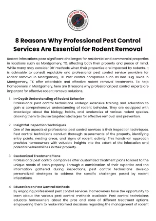 8 Reasons Why Professional Pest Control Services Are Essential for Rodent Removal