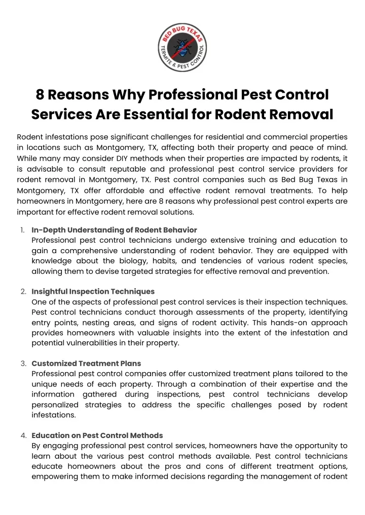 8 reasons why professional pest control services
