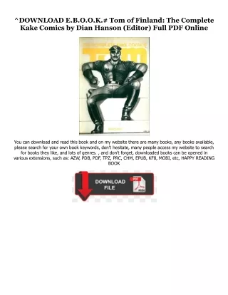 P.D.F. FREE DOWNLOAD Tom of Finland: The Complete Kake Comics [ PDF ] Ebook By